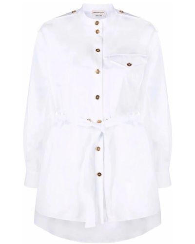 Alexander McQueen Baumwollhemd mit langen ärmeln - Weiß