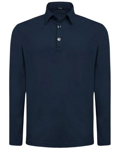 Kiton Navy blaues langarm polo-shirt aus baumwolle