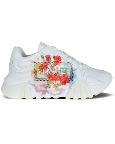 Versace Sneakers in pelle con stampa floreale - Bianco