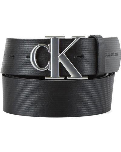 Calvin Klein Cintura in pelle con fibbia logo - Nero
