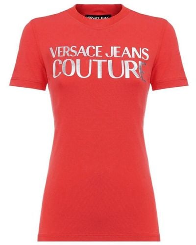 Versace Jeans Couture Slim fit lamina logo print t-shirt - Rosso