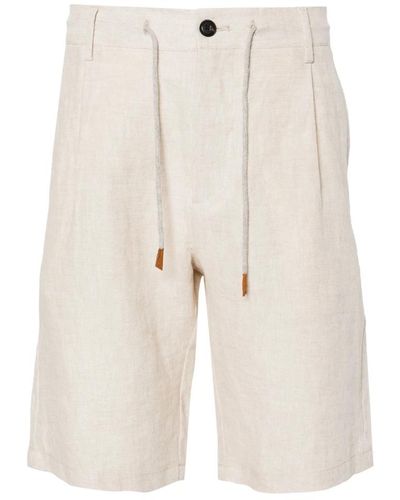 Eleventy Leinen-shorts mit kordelzug und taschen - Natur