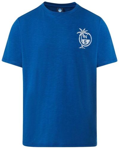 North Sails T-shirt con stampa palme - Blu