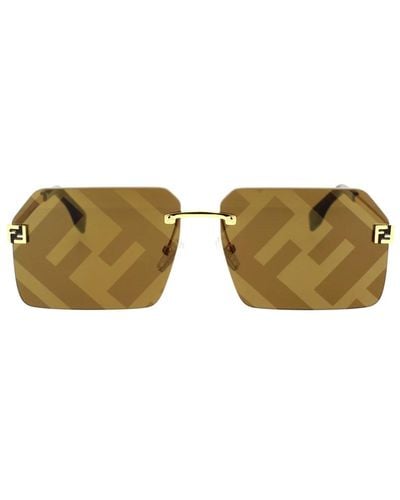 Fendi Quadratische glamour sonnenbrille mit braunen gläsern - Gelb
