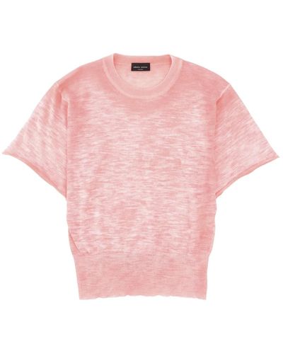 Roberto Collina Korall leinen strick t-shirt - Pink