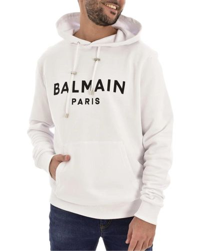 Balmain Logo-Print Hoodie - Stilvoll und Bequem - Weiß