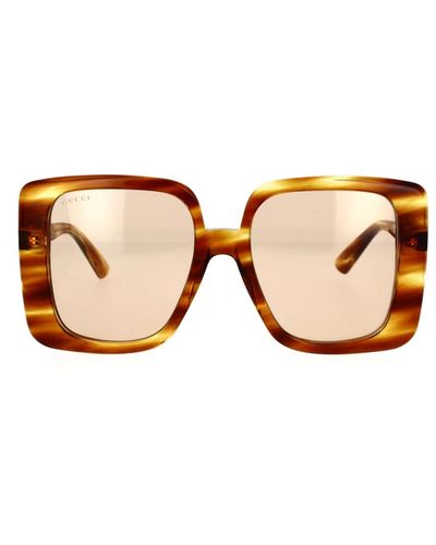 Gucci Oversize Quadratische Havana Sonnenbrille - Braun