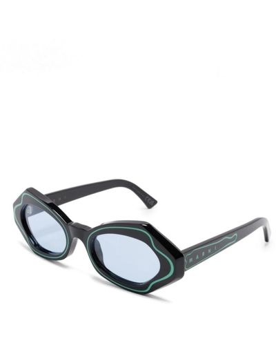 Marni Schwarz grüne sonnenbrille - Blau