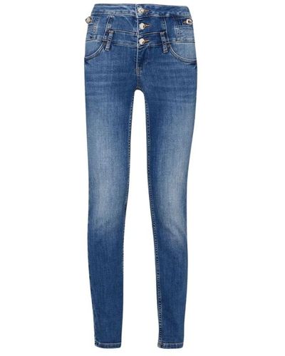 Liu Jo Jeans de talle alto skinny en denim usado - Azul