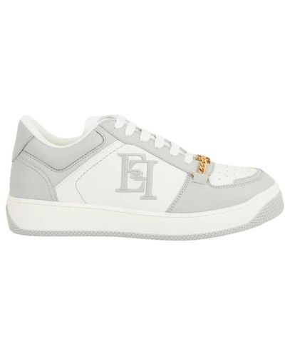 Elisabetta Franchi Leder sneakers für frauen - Weiß