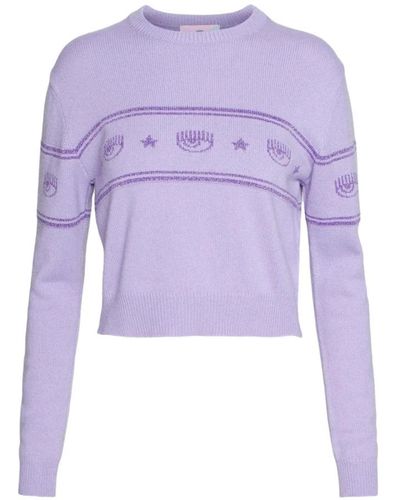 Chiara Ferragni Round-Neck Knitwear - Purple
