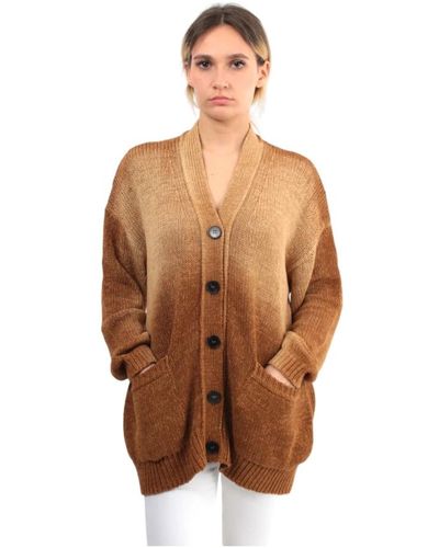 Roberto Collina Brauner v-ausschnitt cardigan geripptes finish