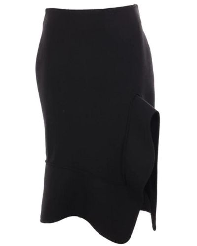 Bottega Veneta Strukturierter schwarzer baumwollrock mit vorderem schlitz und asymmetrischem saum