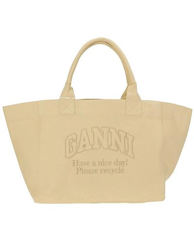 Ganni Tote Bags - Natural