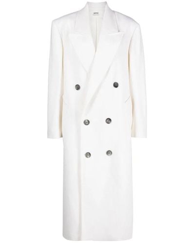 Ami Paris Coats > double-breasted coats - Blanc