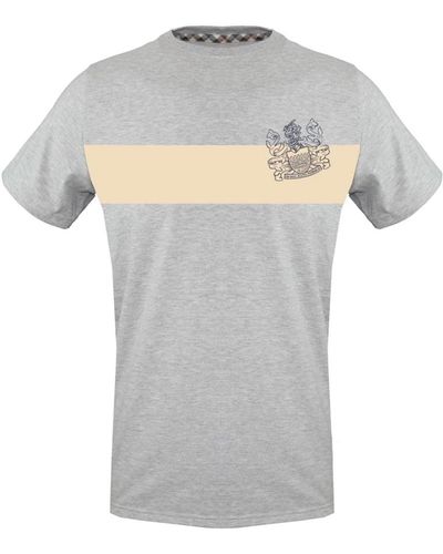 Aquascutum T-shirt in cotone con dettaglio logo - Grigio