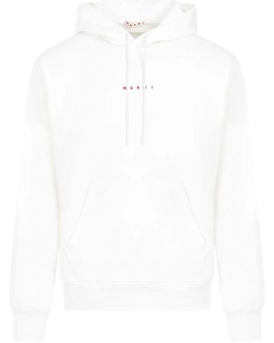 Marni Weißer baumwoll-sweatshirt mit roter signatur