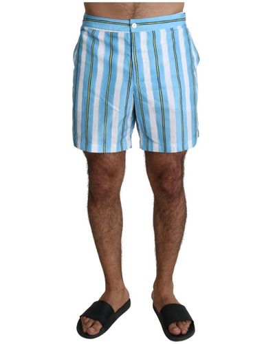 Dolce & Gabbana Striped Beachwear Short de bain - Bleu