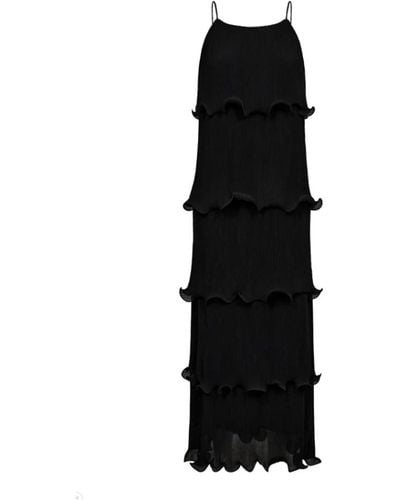 Copenhagen Muse Plissiertes kleid mit rüschen schwarz