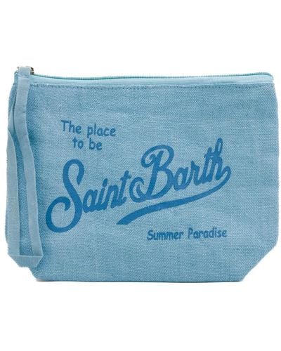 Mc2 Saint Barth Klares blaues leinen pochette tasche