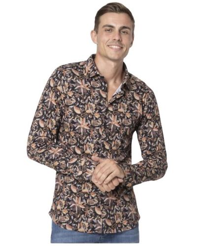 DESOTO Schwarzes hemd mit blumenmuster - Braun