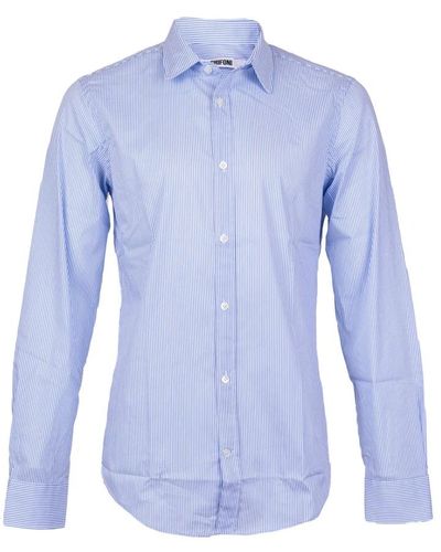 Mauro Grifoni Camicia slim classica da grifoni. pence sul retro. colletto a punta.made in italy. - Blu