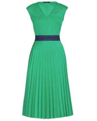 Carolina Herrera Abito plissettato in neoprene con corpetto aderente e gonna voluminosa a effetto soleil - Verde