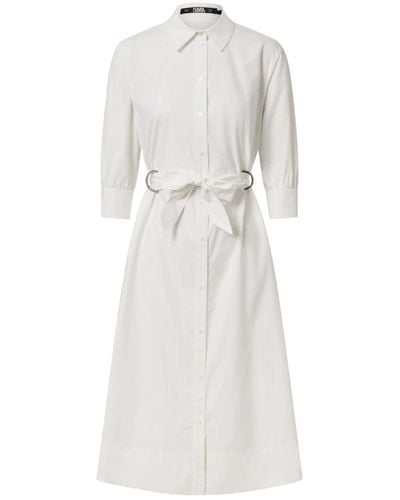 Karl Lagerfeld Vestido camisero de algodón orgánico - Blanco