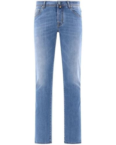 Jacob Cohen Pantaloni slim fit in denim con ricamo logo - Blu