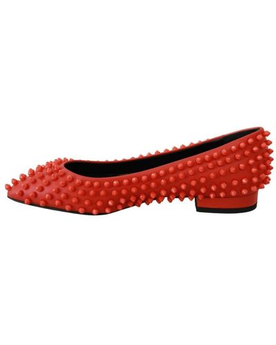 Philipp Plein Leather Ballerina What I Do Flats Shoes - Red