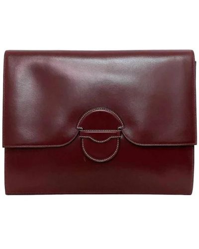 Hermès Clutch hermès in pelle bordeaux usata - Viola