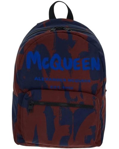 Alexander McQueen Graffiti metropolitan rucksack, stilvolles upgrade für männer - Blau