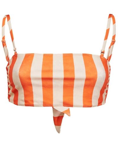 La DoubleJ Top de bikini bandeau reversible - Naranja