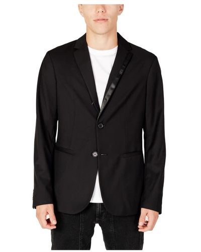 Armani Exchange Klassischer schwarzer blazer mit knöpfen