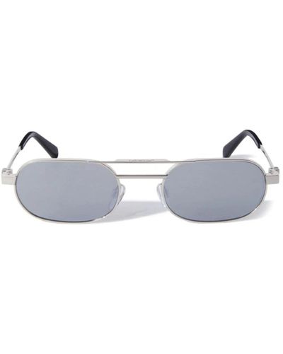 Off-White c/o Virgil Abloh Silberne sonnenbrille mit original-etui - Blau