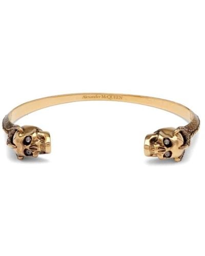Alexander McQueen Goldenes twin skull armband - Mettallic