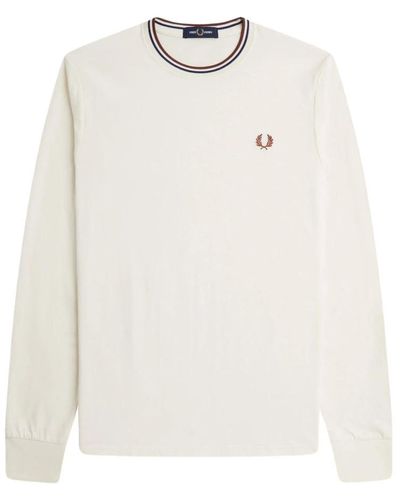 Fred Perry Long Sleeve Tops - White