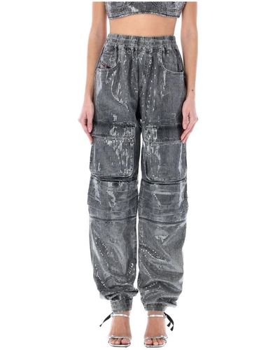 DIESEL Schwarze cargo jeans mit pailletten-effekt - Grau