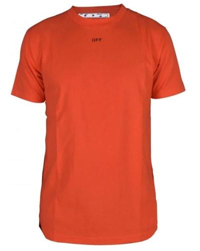 Off-White c/o Virgil Abloh T-shirt arancione con collo a giro e frecce iconiche - Rosso