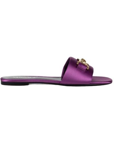 Versace Sandalias planas de satén medusa - Morado