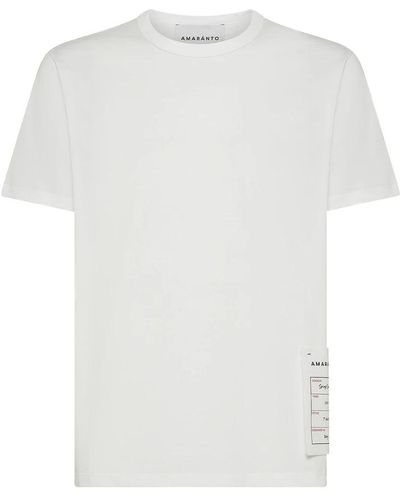 Amaranto Weiße baumwoll-t-shirt mit logo label