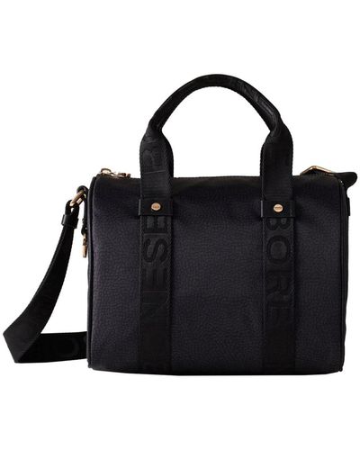 Borbonese Eco line small - op nylon & leather handbag - Nero