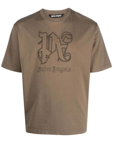 Palm Angels T-Shirts - Brown