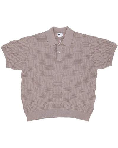 Obey Alfred polo sweater in silbergrau - Braun