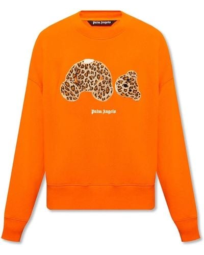 Palm Angels Logo baumwoll-sweatshirt italienisch hergestellt - Orange