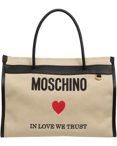 Moschino Tote Bags - Natural