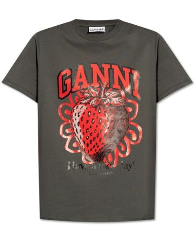 Ganni T-shirt con logo - Grigio