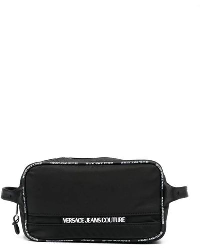 Versace Kosmetiktasche mit geprägtem logo und reißverschluss - Schwarz
