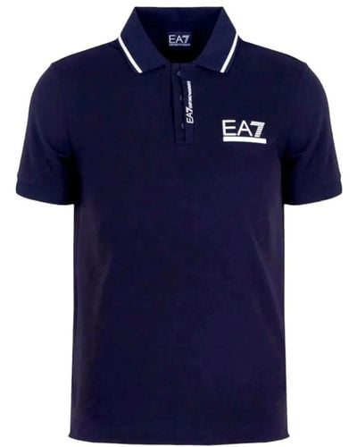 EA7 Stretch pique polo shirt - Blau