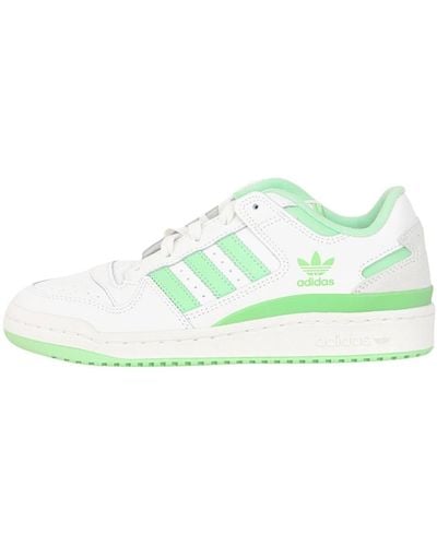 adidas Originals Weiße und grüne low forum sneakers